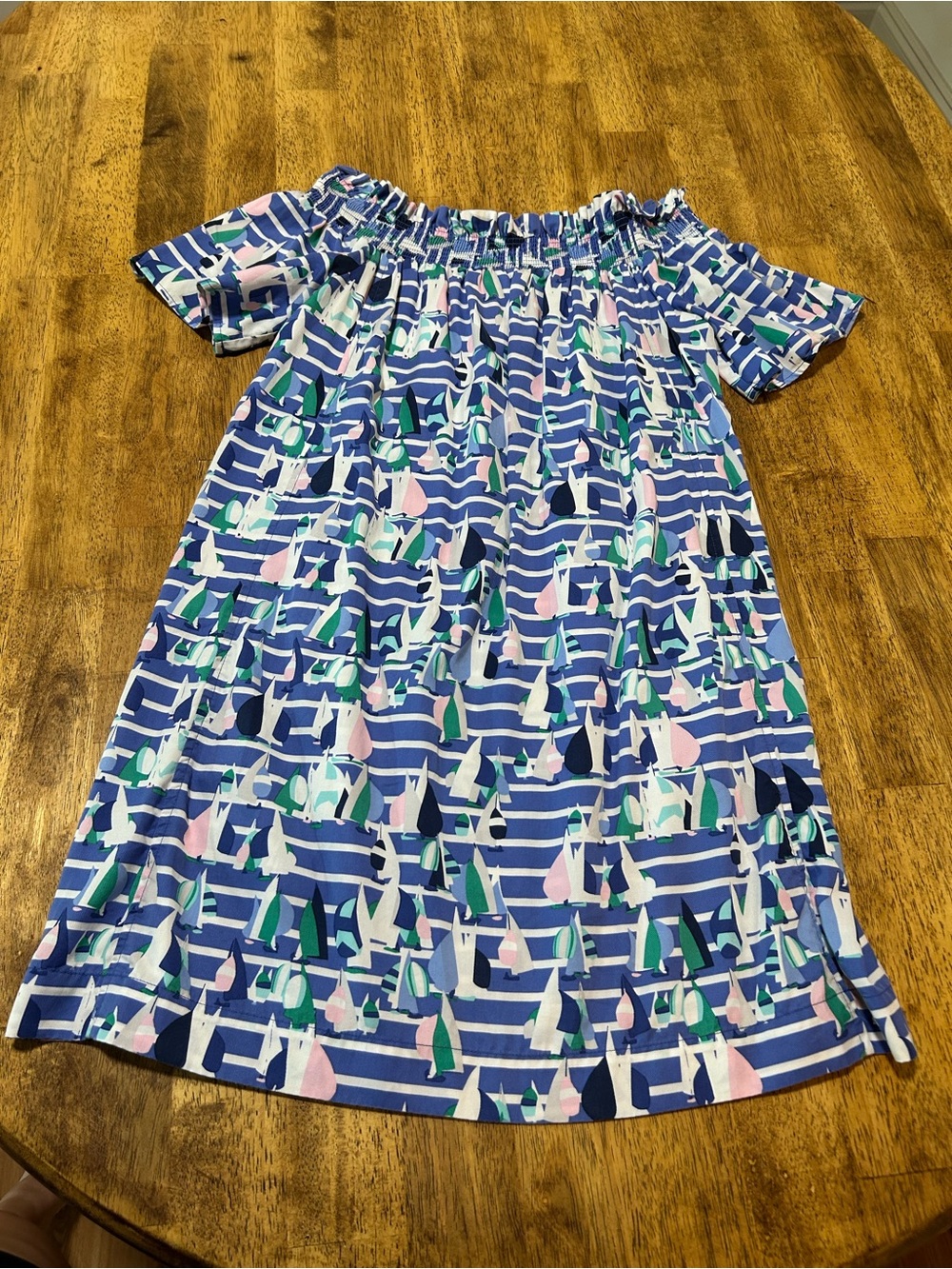 Vineyard Vines Harbor Scene off the shoulder dress